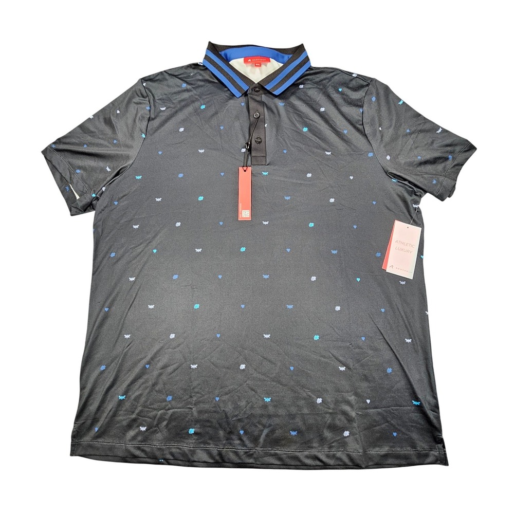 NEW Redvanly Langham Polo Shirt Men XXL Tuxedo Black Micro Print Style R2415 NWT